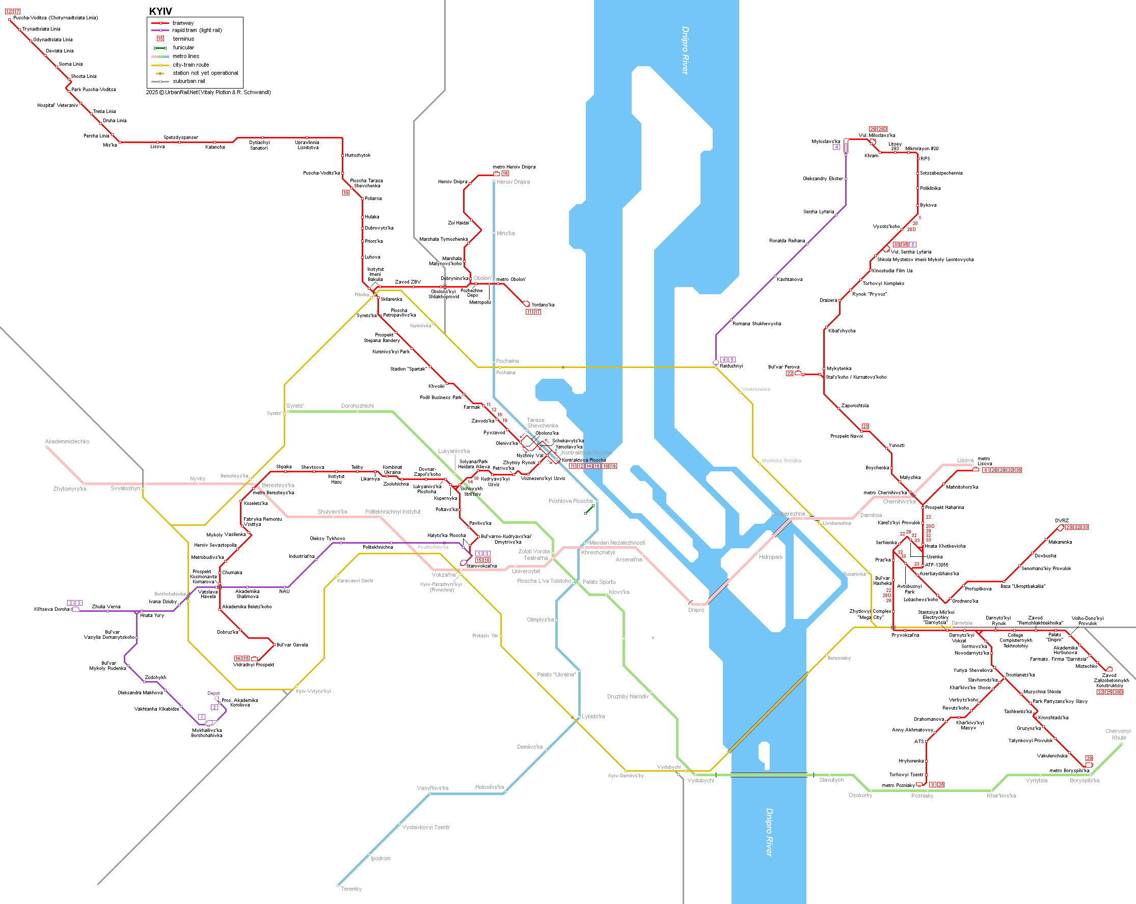 Kyiv tram map