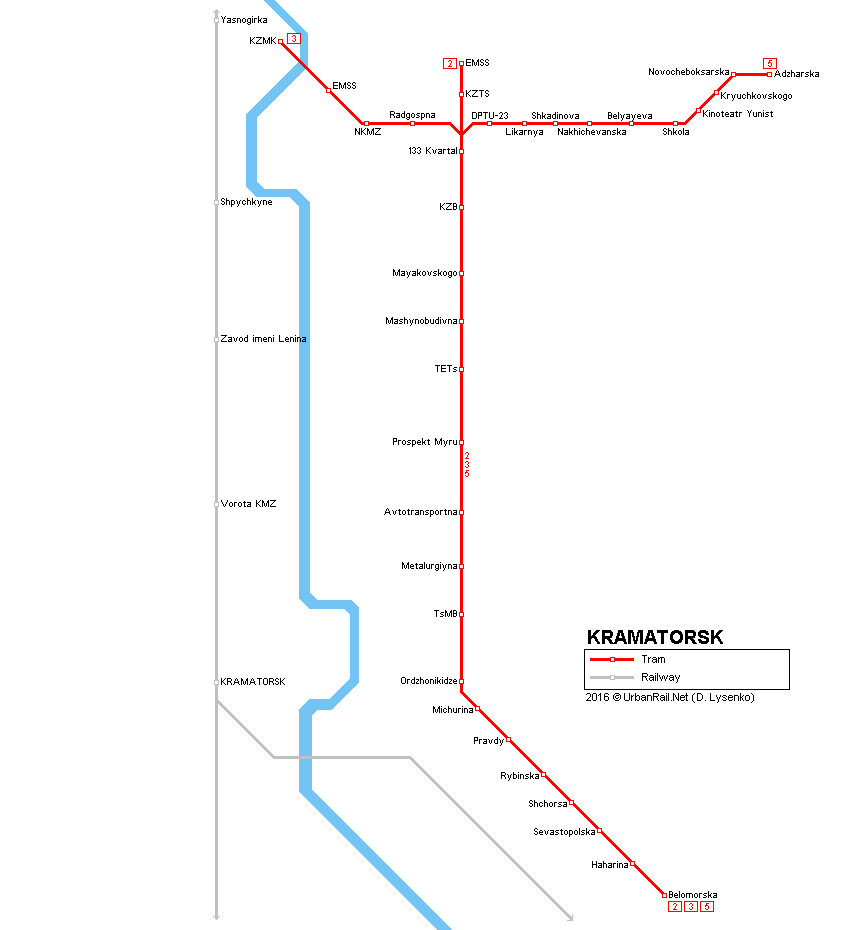 Kramatorsk tram map
