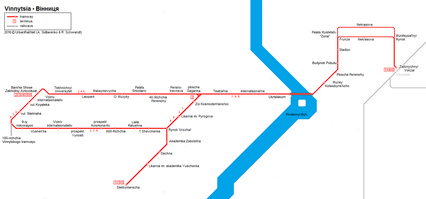 Vinnytsia tram map