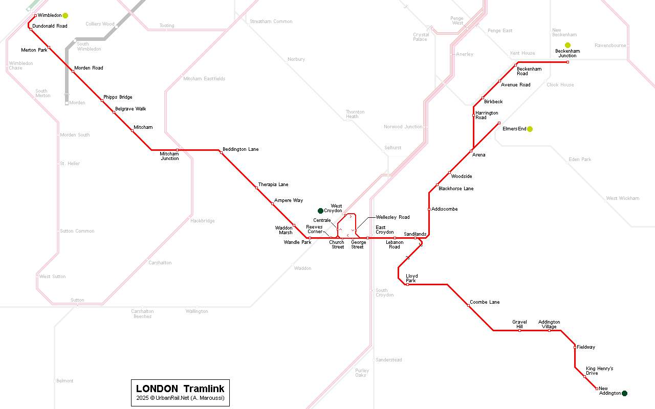 London Tram Map - click on map to expand to full size!